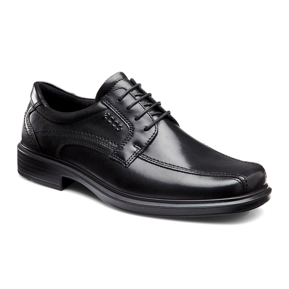 ECCO Mens Dress Shoes Black - Helsinki Bike Toe Lace - IYU-297305